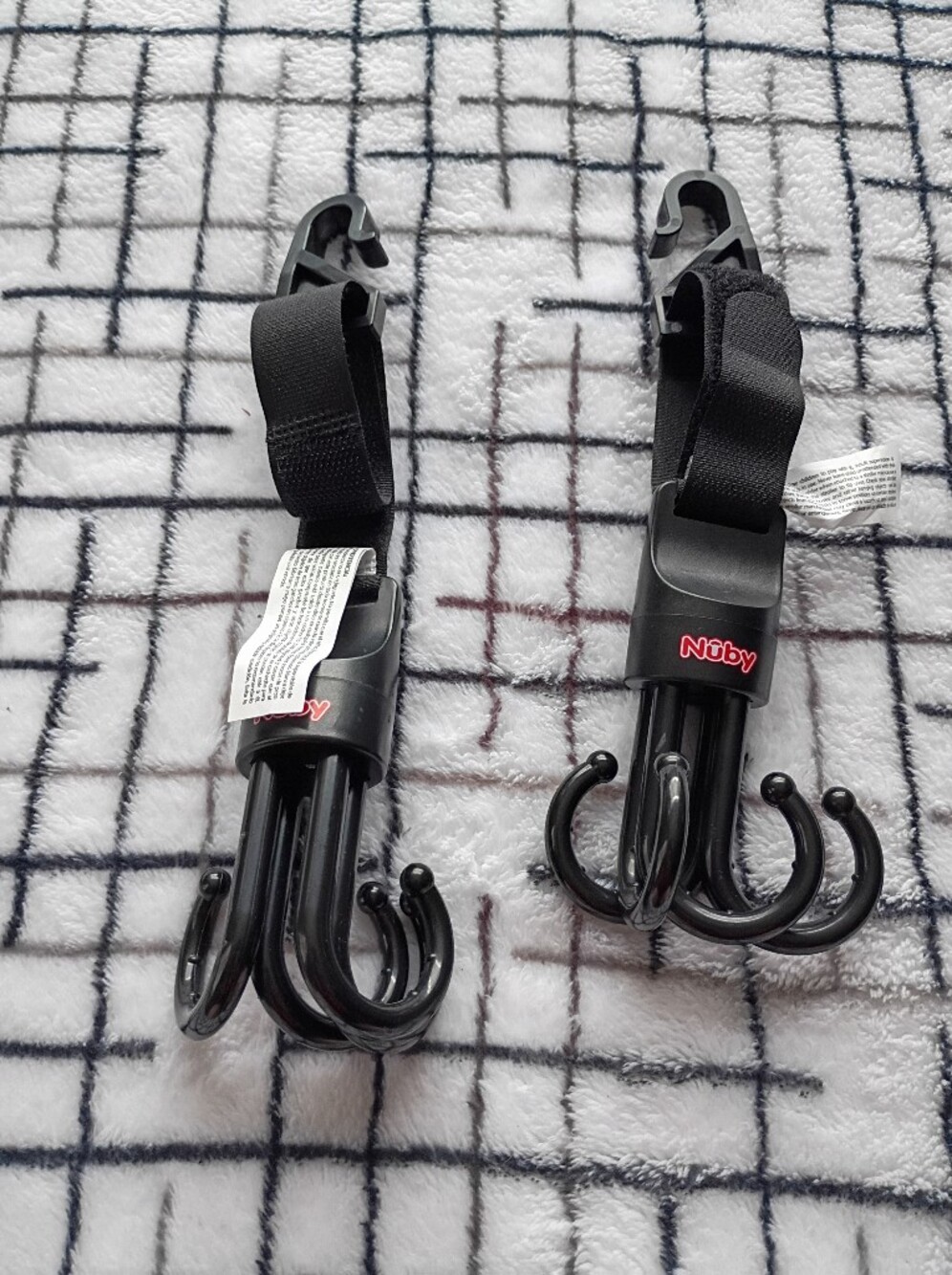 Nuby CAR OR STROLLER Black Multi-Purpose Hooks – Set of 2